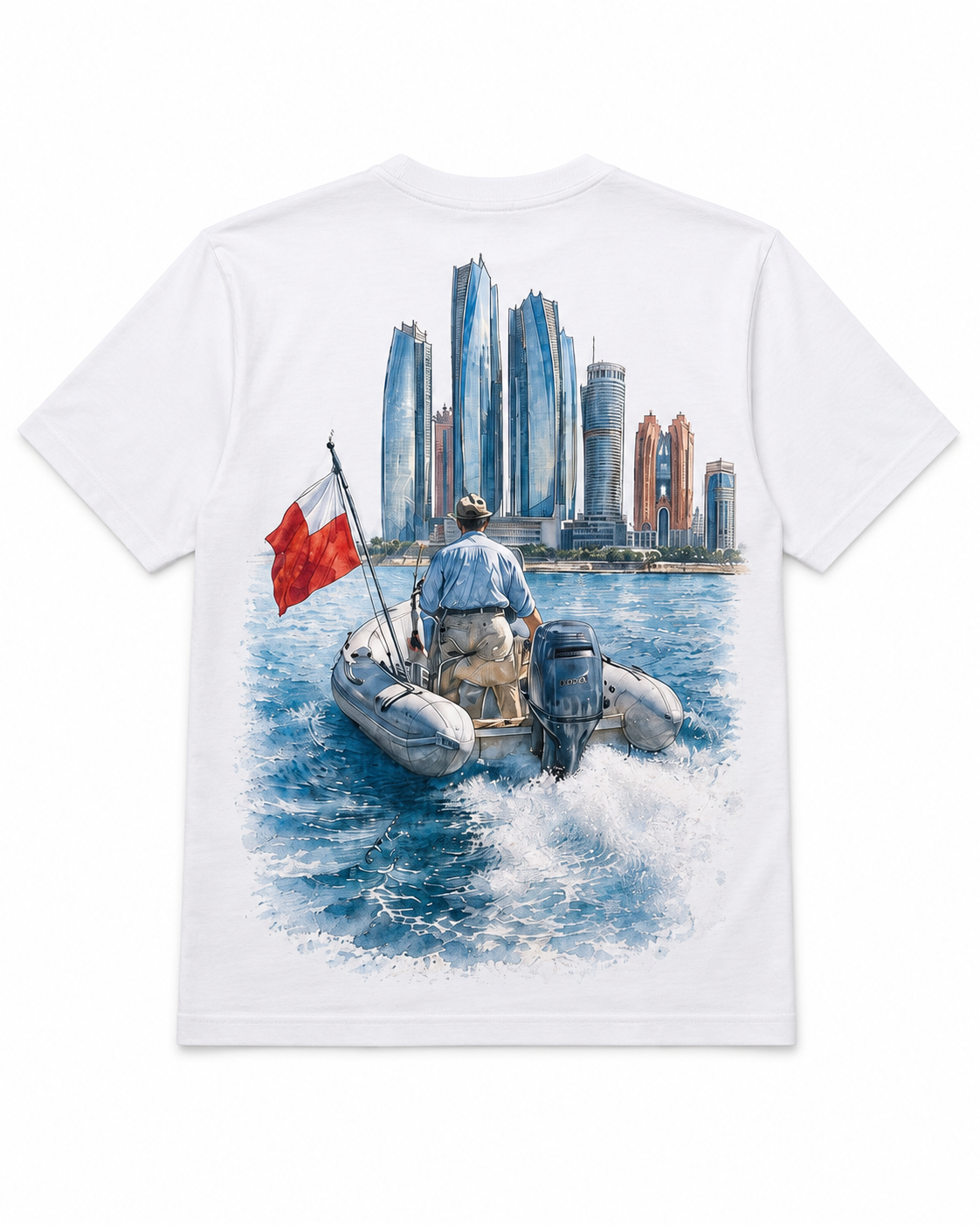 Abu Dhabi Beach white T-shirt back print